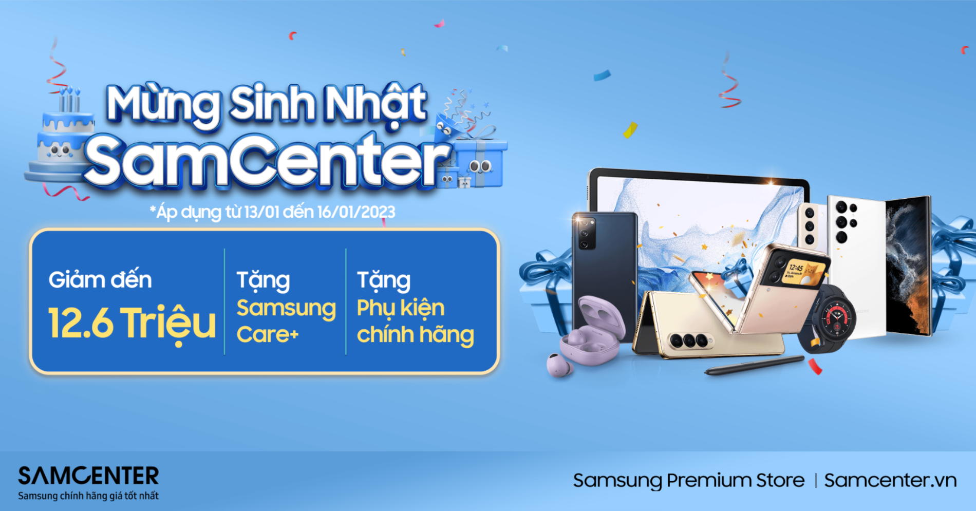 Hình ảnh cho danh mục Mừng sinh nhật 1 tuổi, SamCenter chơi lớn giảm sâu tất cả sản phẩm lên đến 12,6 Triệu